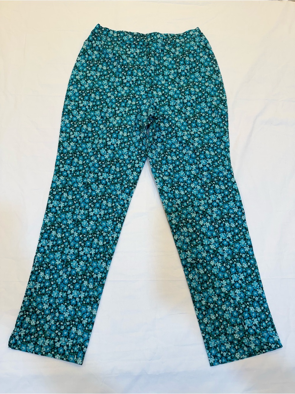 Isaac Mizrahi Teal Floral Pull-On Leggings